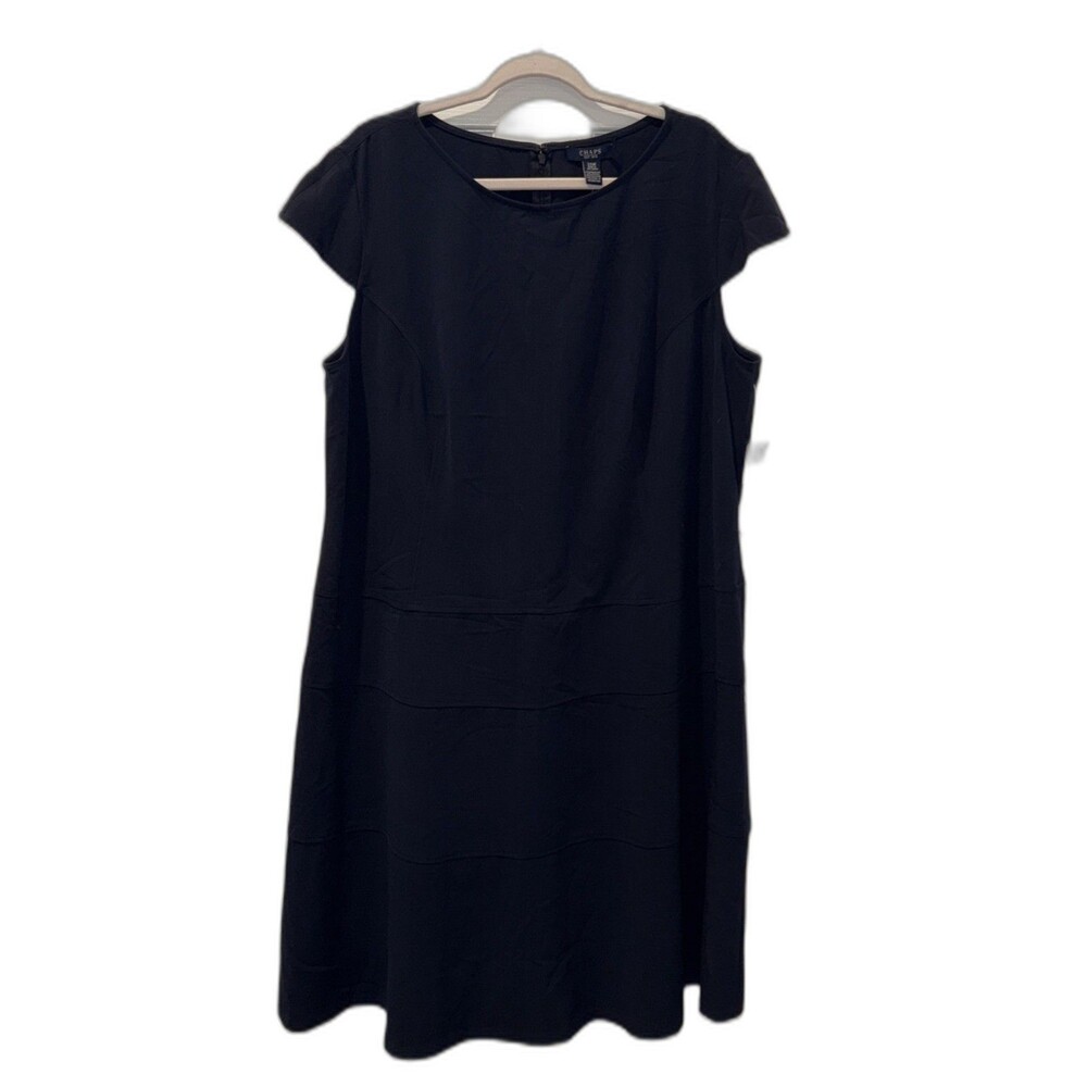 Chaps Women’s 20W Navy A-Line Dress Cap Sleeve Knee Length Plus Career Modest